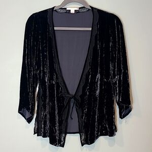 Victoria’s‎ Secret Velvet Silk Kimono Vintage Y2K Lace Tie Front Whimsigoth